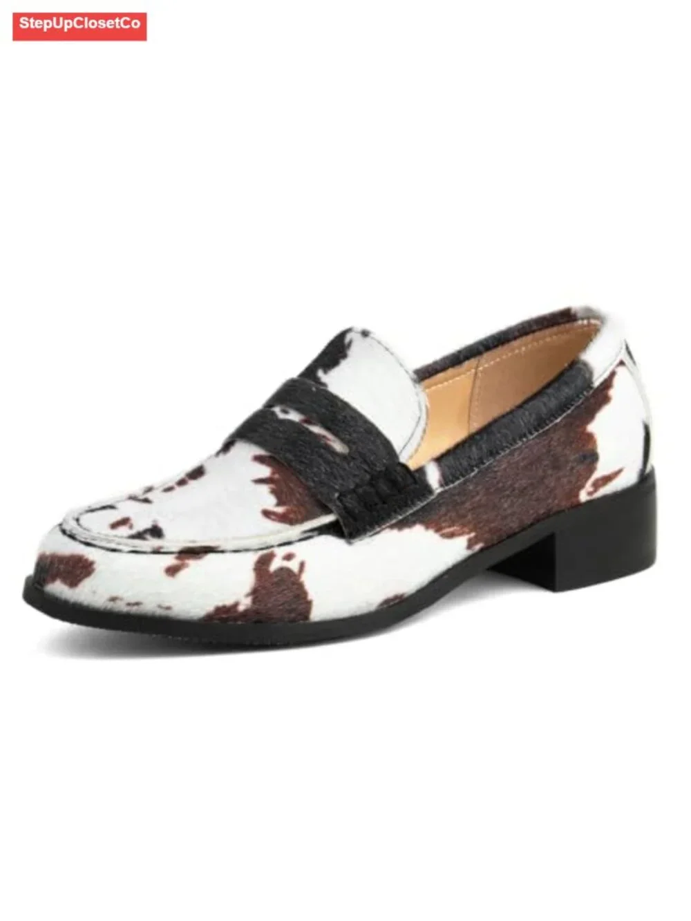 Women's Penny Loafers Low Block Heel Slip On Business Work Office Comfort Flats